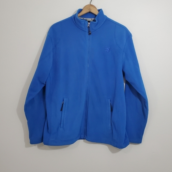 New Balance Solid Blue Fleece Athletic Jacket